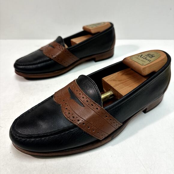 VERY GOOD Rancourt & Co. x Polo Ralph Lauren Penny Loafers Black / Brown USA 9 - Picture 5 of 12